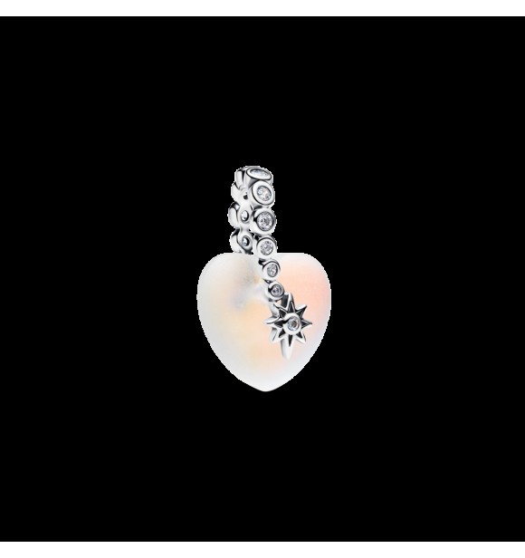 PANDORA 794143C01 Colgante de corazón de plata de ley con circonita cúbica transparente y cristal iridiscente de piedra lunar.