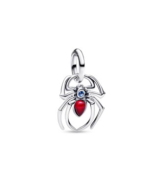 794224C01 Marvel Spider sterling silver dangle with sky blue and fuchsia rose crystal