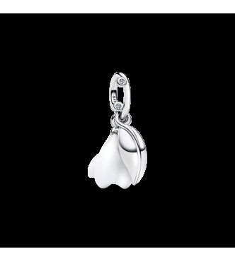 PANDORA 794239C01 Colgante de plata de ley con flor de campanilla de invierno,
 circonitas cúbicas transparentes y cristal de Murano blanco.
