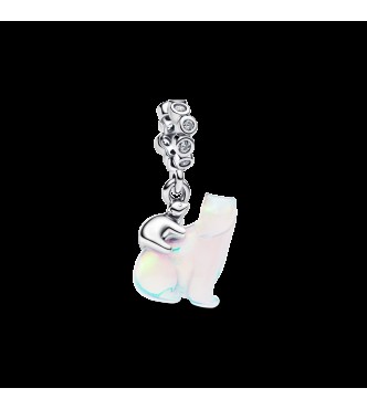 PANDORA 794243C01 Colgante de plata de ley de osos polares con circonita cúbica transparente y resina de ópalo Aurora cultivada en laboratorio.