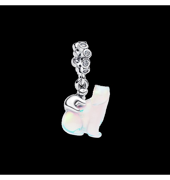 PANDORA 794243C01 Colgante de plata de ley de osos polares con circonita cúbica transparente y resina de ópalo Aurora cultivada en laboratorio.