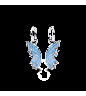 PANDORA 794244C01 Colgante divisible de mariposa en plata esterlina con circonita cúbica transparente y esmalte azul brillante.