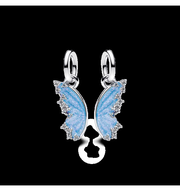 PANDORA 794244C01 Colgante divisible de mariposa en plata esterlina con circonita cúbica transparente y esmalte azul brillante.