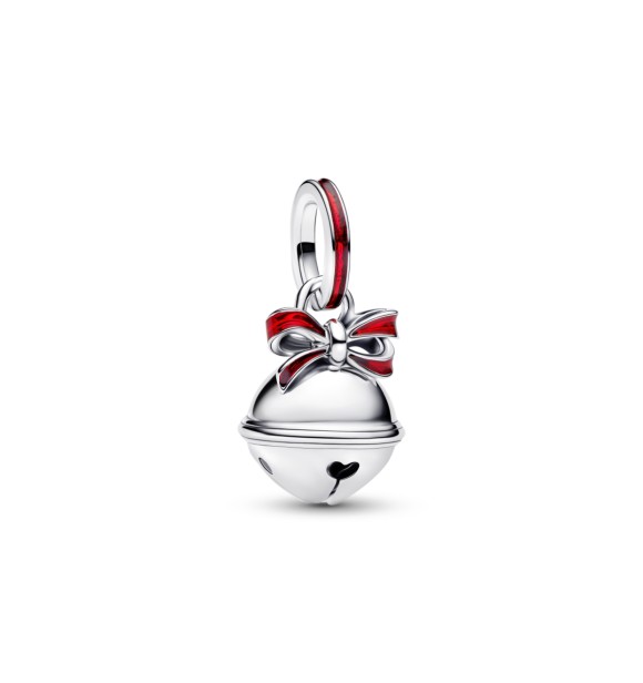PANDORA 794246C01 Campana navideña colgante de plata de ley con esmalte rojo