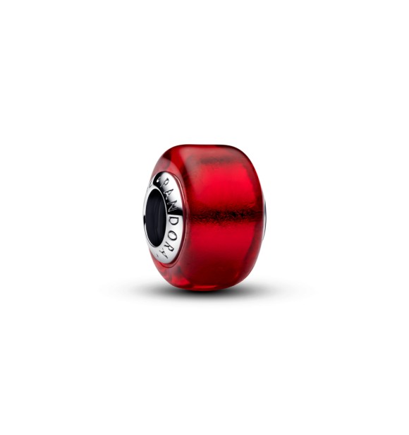 794425C00 Sterling silver charm with red Murano glass and gold foil