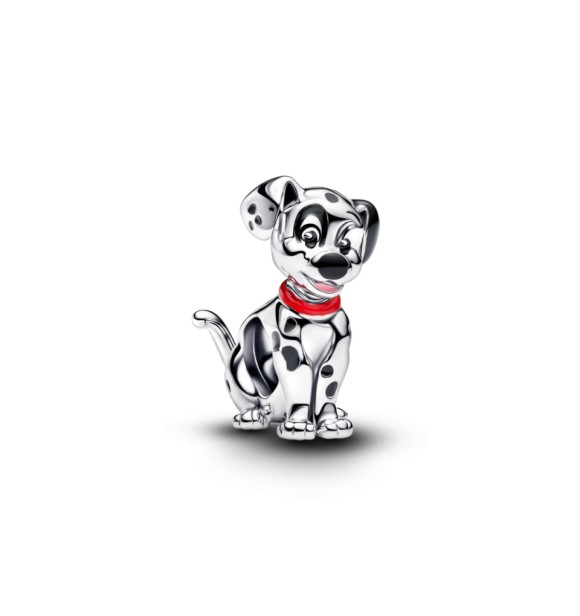 PANDORA 794469C01 Charm de plata de ley con parche de Disney y esmalte rojo,
 rosa y negro