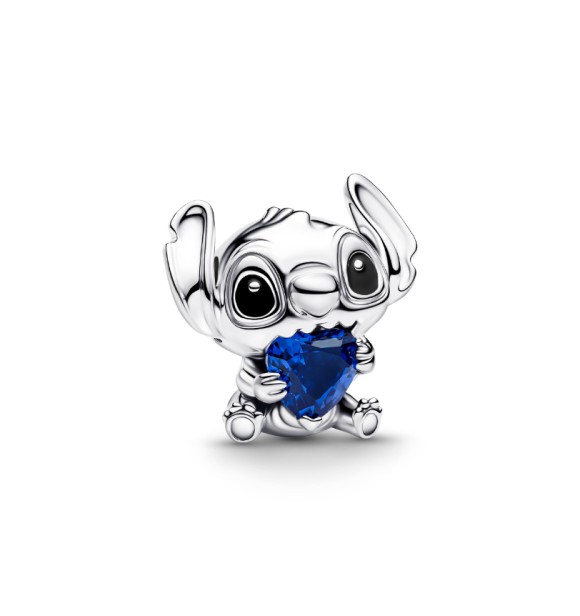 PANDORA 794731C01 Disney Stitch sterling silver charm with princess blue crystal and black enamel