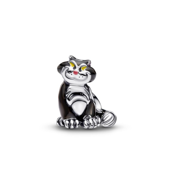 PANDORA 794741C01 Disney Lucifer sterling silver charm with black,
 yellow and pink enamel