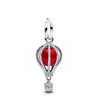 PANDORA 798064C01 Colgante de globo aerostático en plata de ley con cristal de Murano rojo