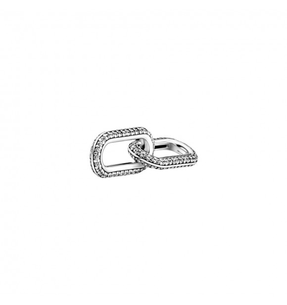 Sterling silver double link with clear cubic zirconia