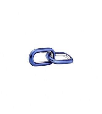 Sterling silver double link with transparent royal blue enamel