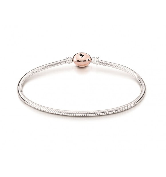 CHAMILIA BLUSH Rose Alloy Clasp Snake Chain Bracelet - Med