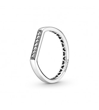 Pandora Thin bar sterling silver ring with clear cubic zirconia 199041C01 