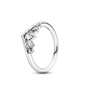 Pandora Ring Stackable 199109C01  Wishbone sterling silver ring with clear cubic zirconia