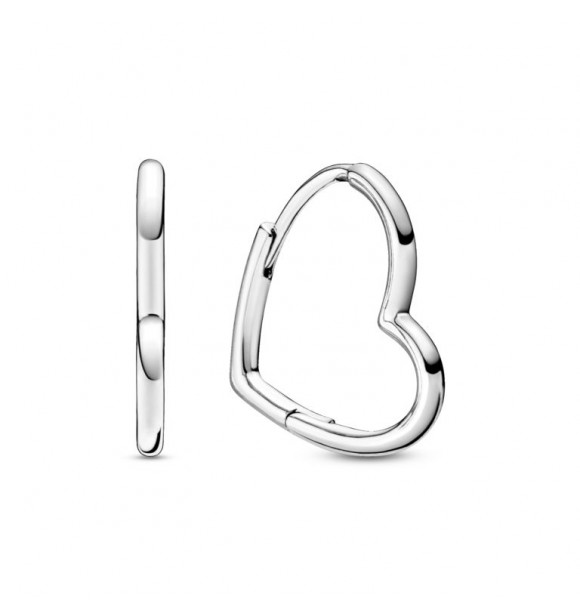 Pandora Earring hoops 298307C00 Small asymmetric heart sterling silver hoop earrings