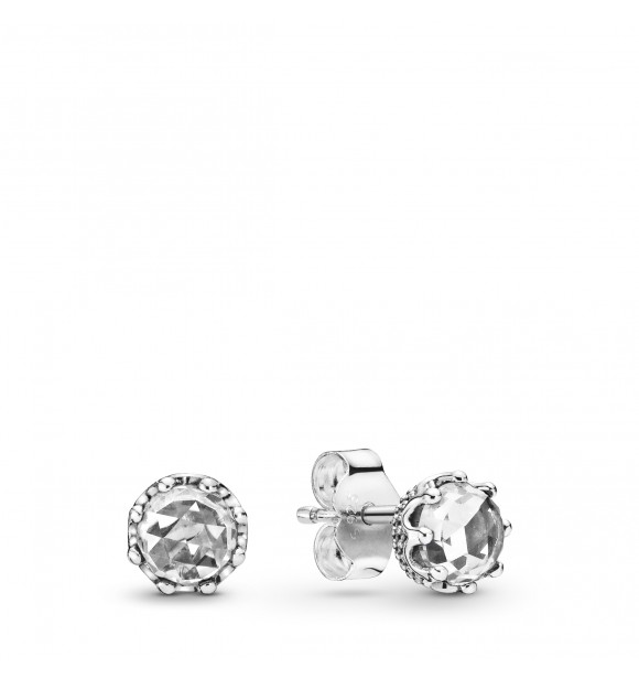 PANDORA Crown sterling silver stud earrings with clear cubic zirconia