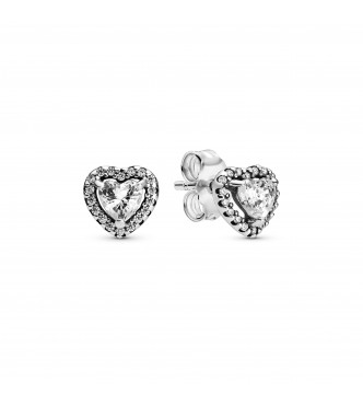 PANDORA PENDIENTE Heart sterling silver stud earrings with clear cubic zirconia
