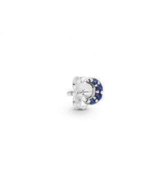 Crescent moon sterling sterling silver stud earring with true blue crystal 298534C01