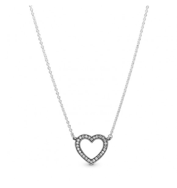 PANDORA 590534CZ  Collar corazón en plata de ley con circonitas cúbicas transparentes