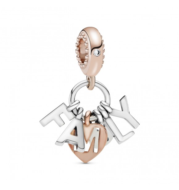 PANDORA Family Pandora Rose and silver dangle with clear cubic zirconia