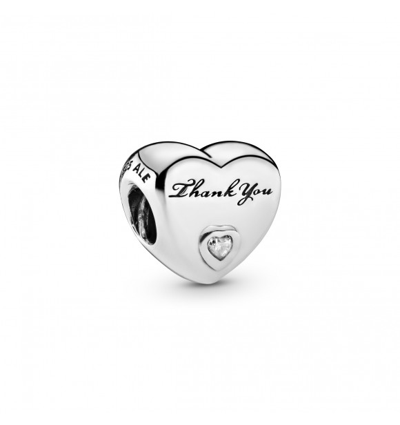 PANDORA 792096CZ Charm Gracias en plata de ley con circonita cúbica transparente