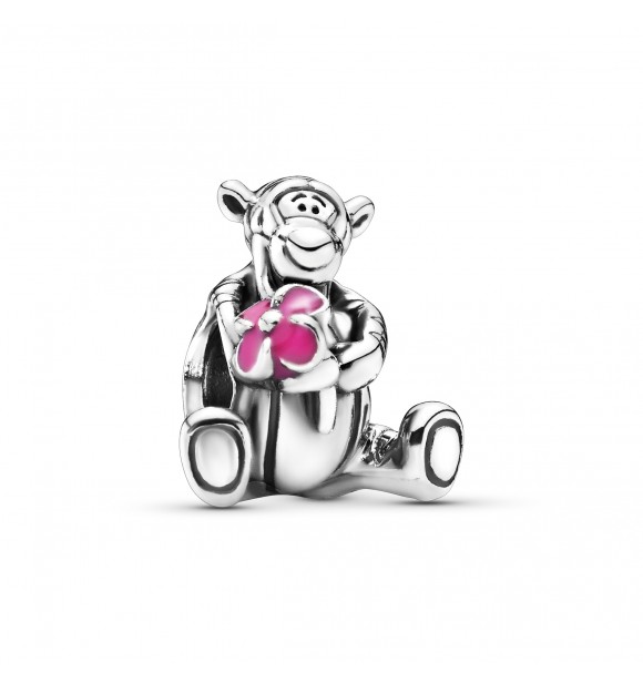 PANDORA Charm colgante Disney Tigger en plata de primera ley con esmalte rosa