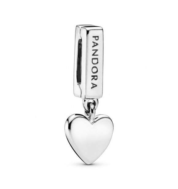 PANDORA Reflexions dangling heart silver clip charm