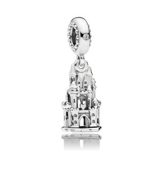 PANDORA Charm colgante Castillo en plata de primera ley con circonitas transparentes