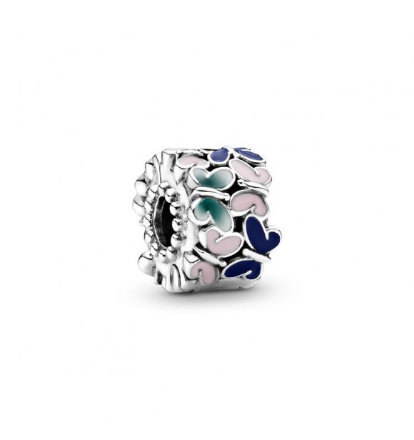 PANDORA Butterfly silver clip with green, blue and pink enamel