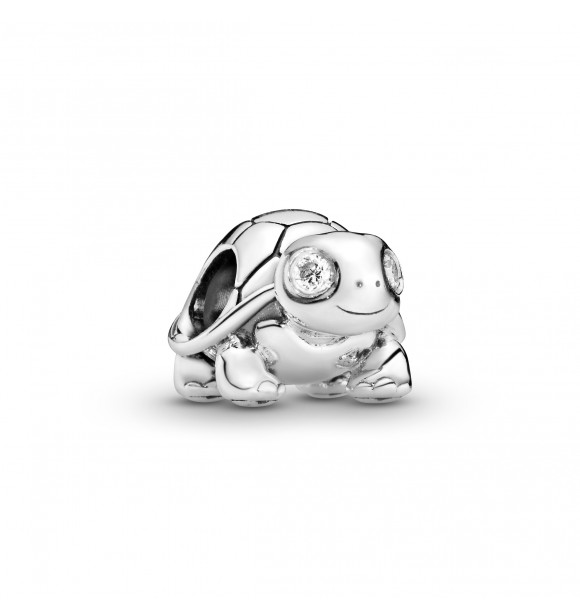 PANDORA Turtle silver charm with clear cubic zirconia