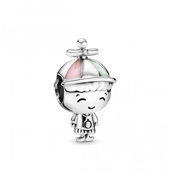 PANDORA Boy silver charm with pink and green enamel