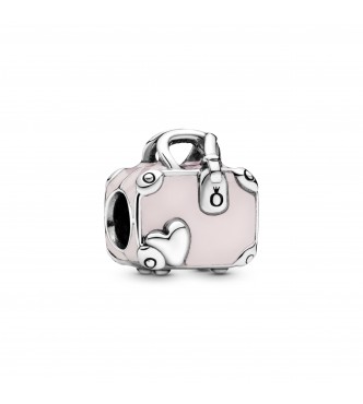 PANDORA Suitcase silver charm with pink enamel