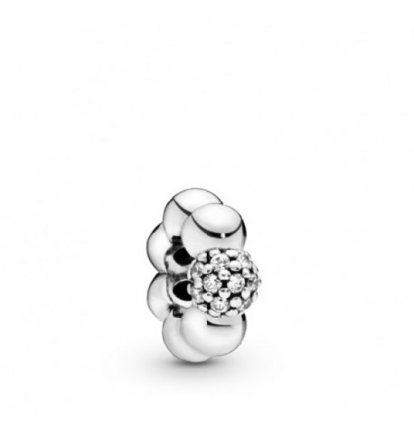 PANDORA Sterling silver spacer with clear cubic zirconia