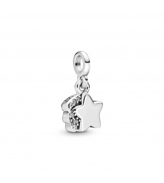 Shooting star sterling silver dangle charm with clear cubic zirconia 798378CZ