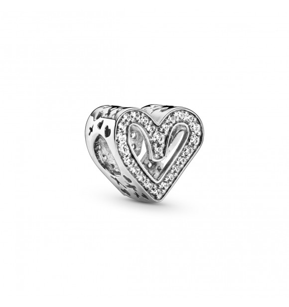 Heart sterling silver charm with clear cubic zirconia 798692C01