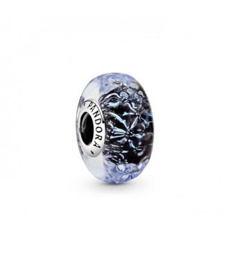 798938C00-Charm en plata de ley Cristal de Murano Azul Oscuro