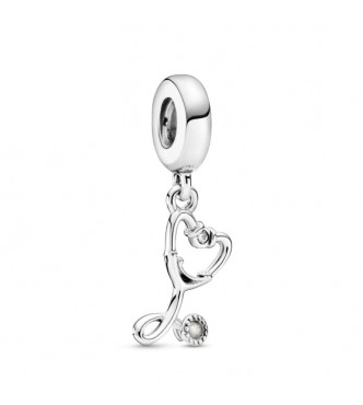 Pandora Charm dangle 799072C01 Stethoscope sterling silver dangle with clear cubic zirconia