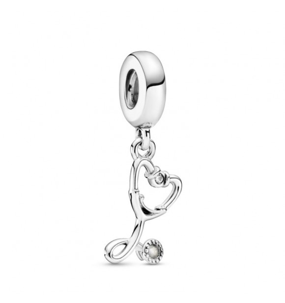Pandora Charm dangle 799072C01 Stethoscope sterling silver dangle with clear cubic zirconia