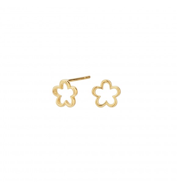 Pendientes de plata chapado en oro amarillo con motivo de flor