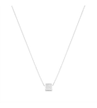 Collar de plata con motivo de cubo en 3D y circonitas